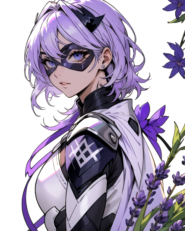 00058-1313231564-woman, white hair, lavender and white costume armor, (lavender DominoMask_1.3), detailed eyes, white backdrop,  _lora_SN DominoM.png